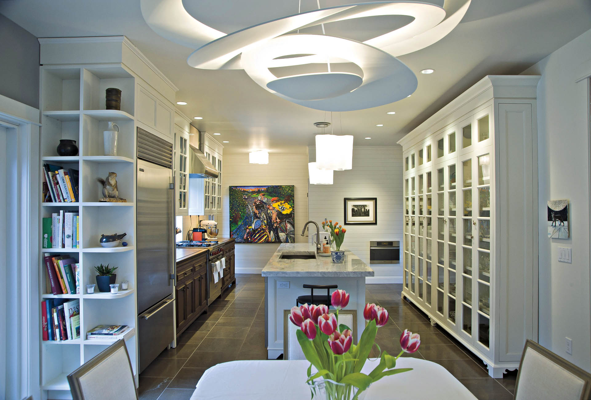 Foley Road white kitchen with Artimede lighting